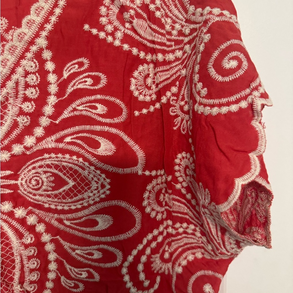 Solitaire Red Embroidered Blouse - image 3